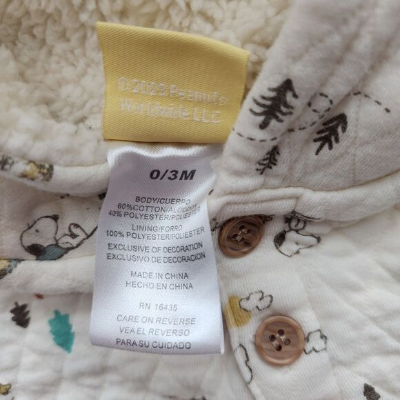 Peanuts 0-3mo Hoodie with Ears & Sweatpants Set, Snoopy & Woodstock, Camping - Picture 4 of 9